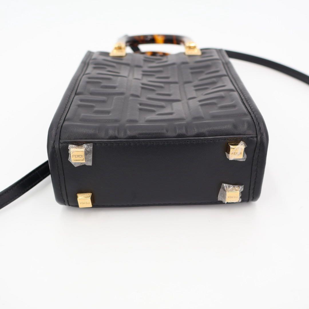 フェンディ Fendi ズッカ サンシャイン ショッパースモール レザー 2WAYハンドバッグ ブラック