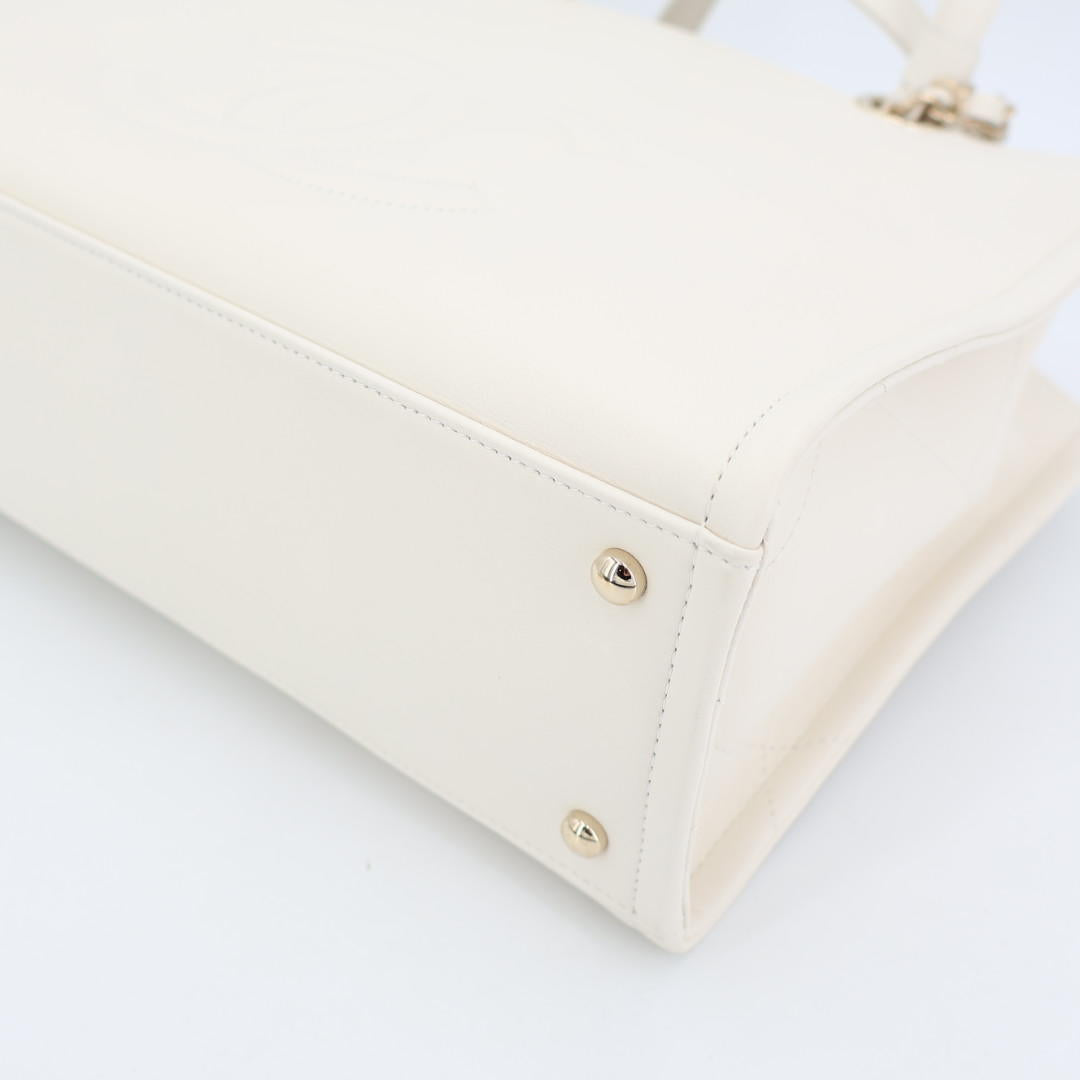 シャネル CHANEL スモールジップショップ 2WAY ホワイト AS3129 レディース トートバッグ 美品
