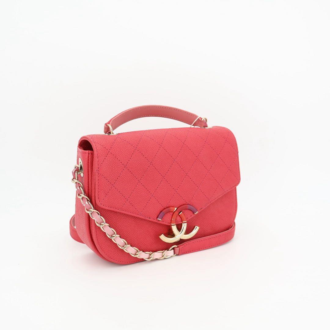 シャネル CHANEL マトラッセ ココマーク チェーン ショルダーバッグ キャビアスキン ピンク ゴールド金具 A93660