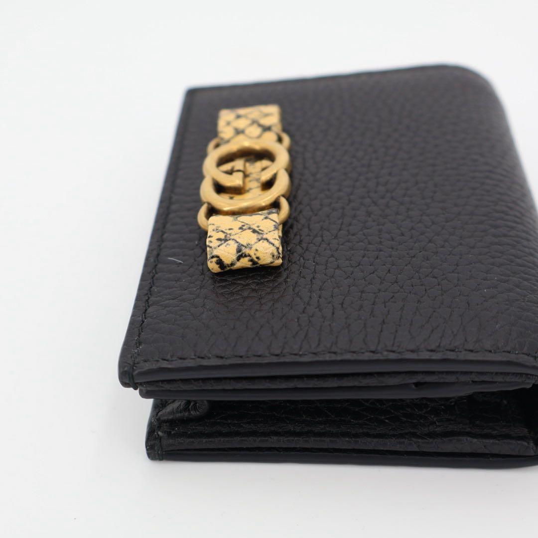 グッチ GUCCI 財布 カードケースウォレット レディース メンズ インターロッキングG パイソン ボウ 746059 ブラック