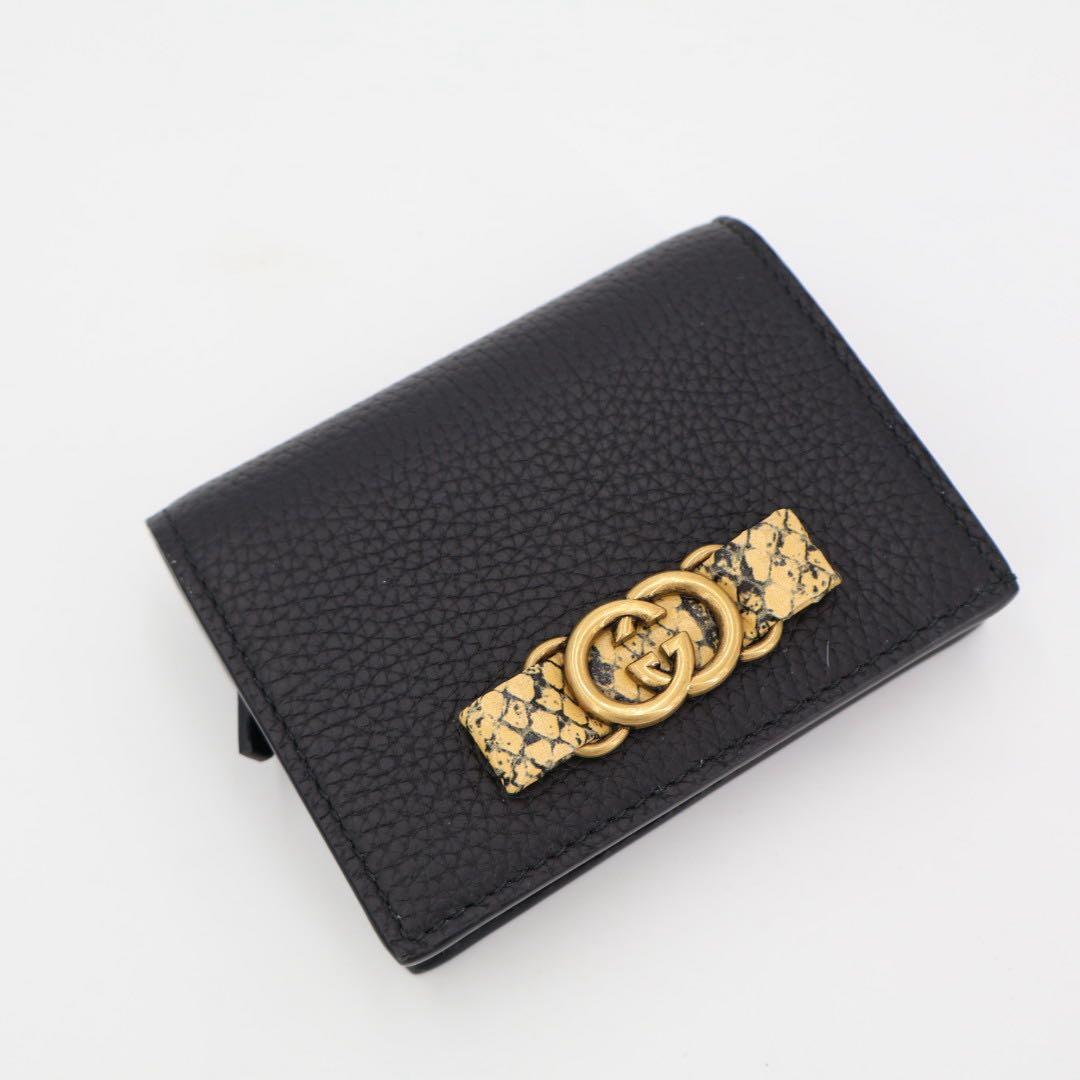 グッチ GUCCI 財布 カードケースウォレット レディース メンズ インターロッキングG パイソン ボウ 746059 ブラック