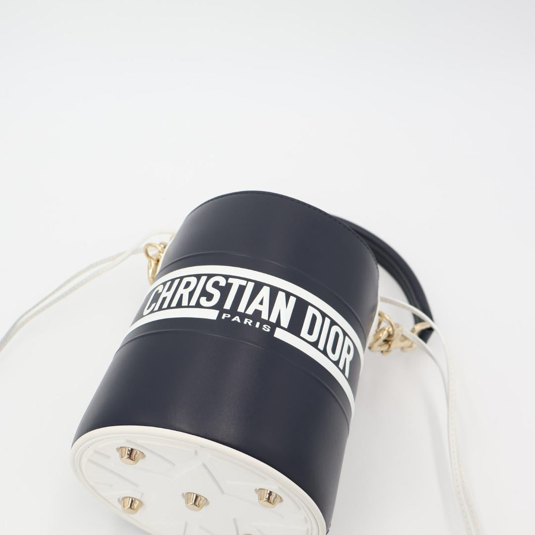 クリスチャンディオール Christian Dior ヴァイブ マイクロバケットバッグ カーフスキン ネイビー 美品