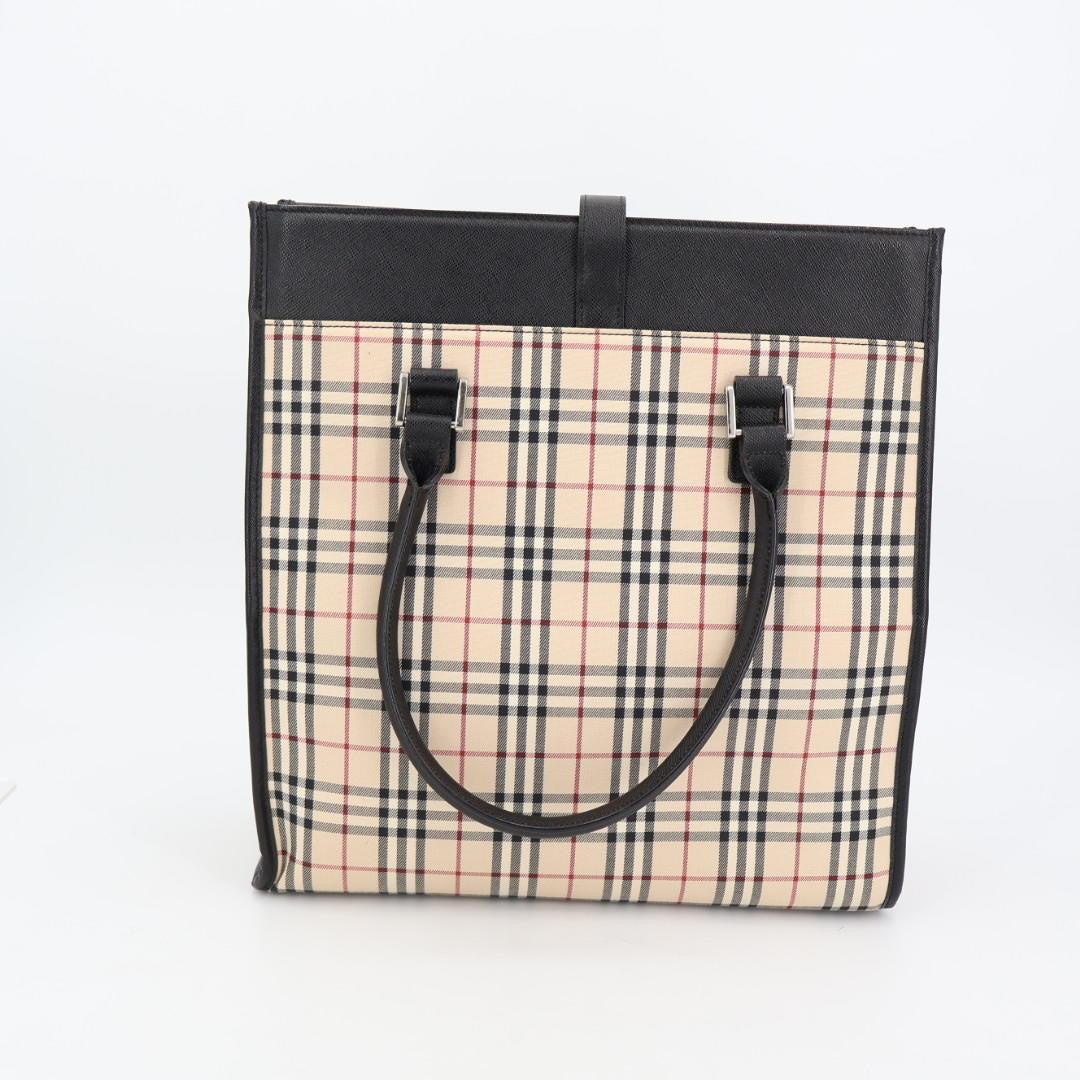 バーバリー BURBERRY ノバチェック トートバッグ ハンドバッグ キャンバス 型押しレザー ベージュ 赤 レッド ブラック 黒 ホワイト 白