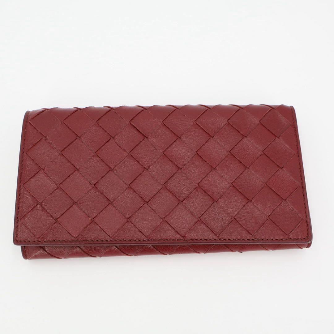 ボッテガヴェネタ BOTTEGAVENETA 長財布 イントレチャート ボルドー レザー レディース