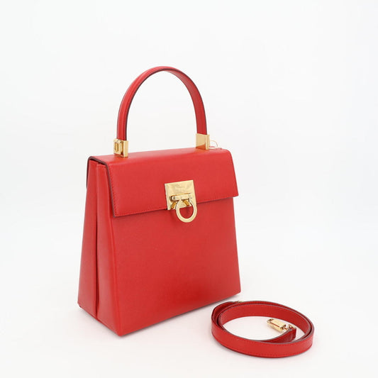 フェラガモ Salvatore Ferragamo ガンチーニ レザー 2way ショルダーバッグ レッド