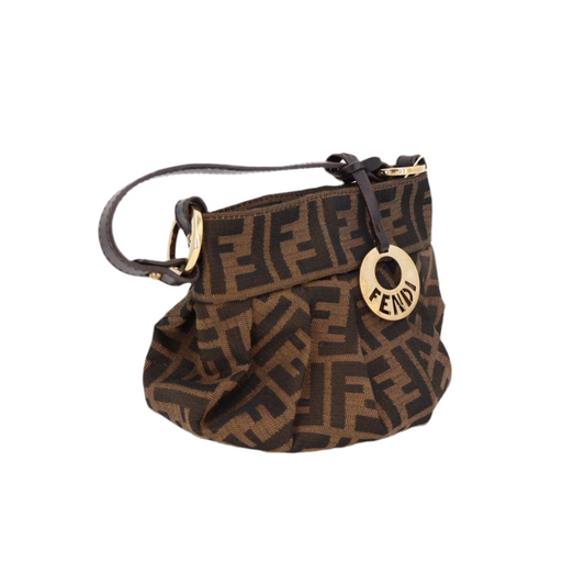フェンディ FENDI ズッカ柄 ハンドバッグ キャンバス ブラウン 8BK044 レディース
