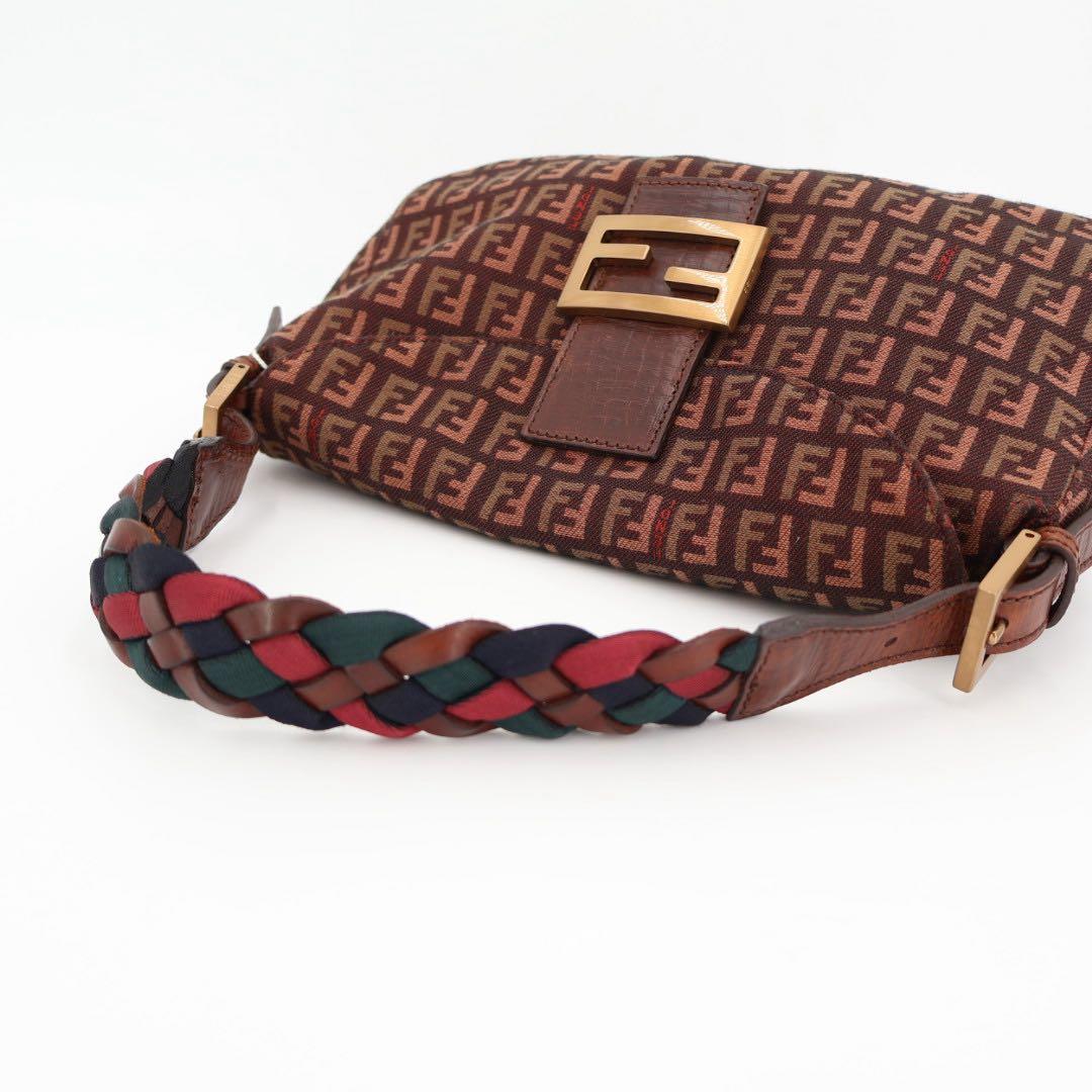 フェンディ Fendi ズッキーノ キャンバスxレザー ショルダーバッグ