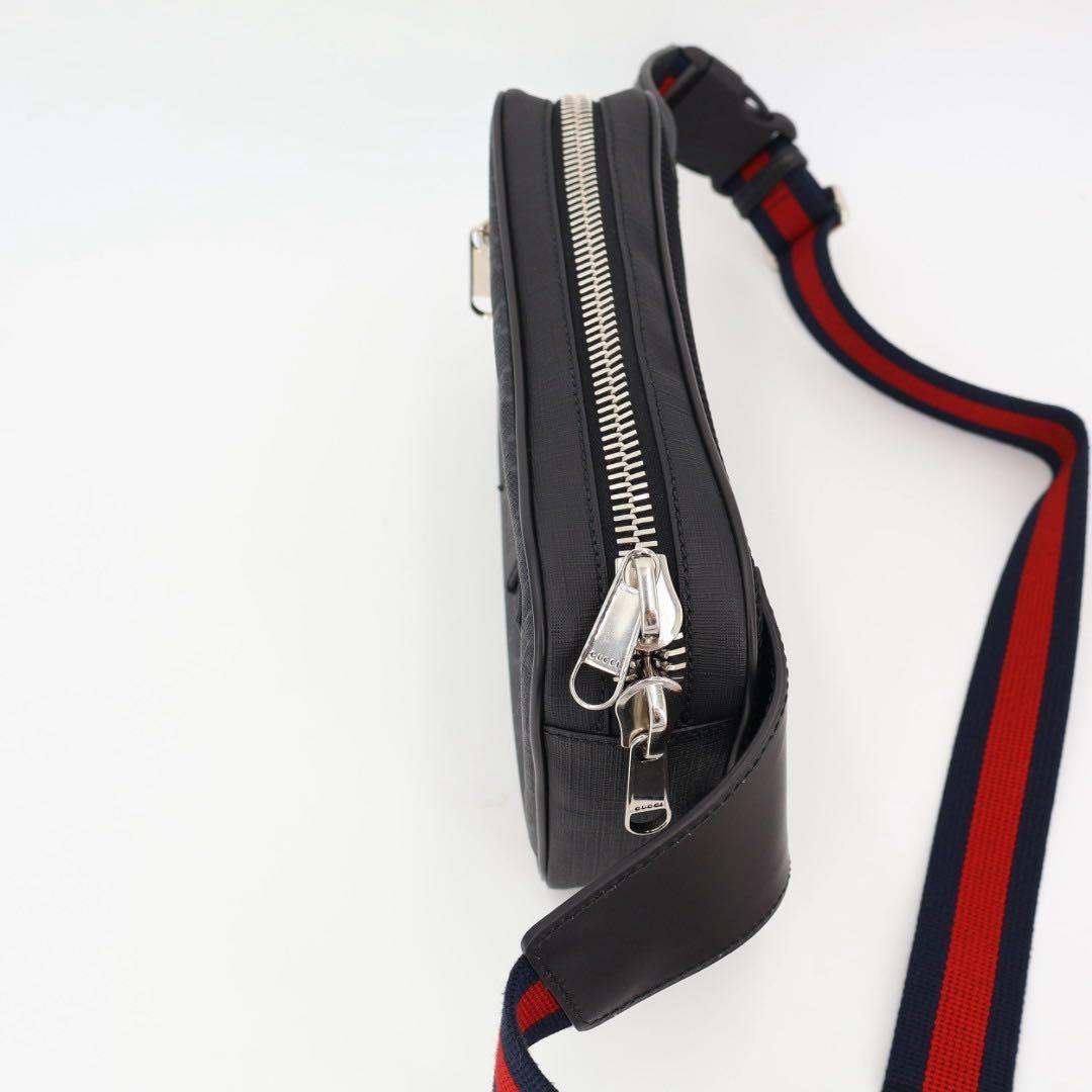 グッチ GUCCI ソフト GGスプリーム スリングバックパック グレー×ブラック クロスボディ ベルトバッグ ショルダーバッグ