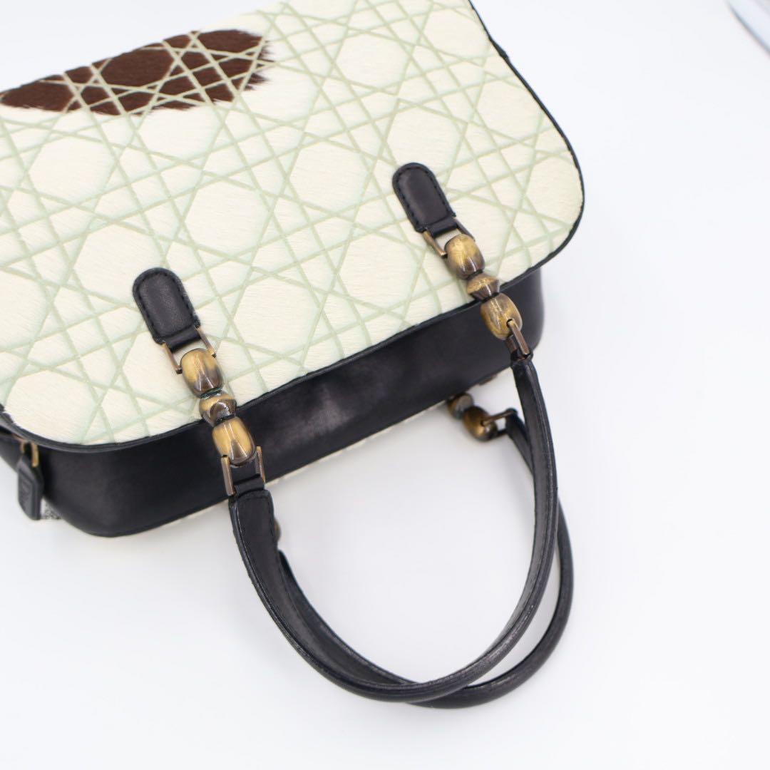 クリスチャンディオール Christian Dior ハンドバッグ カナージュ ハラコ BLK/MA-0091