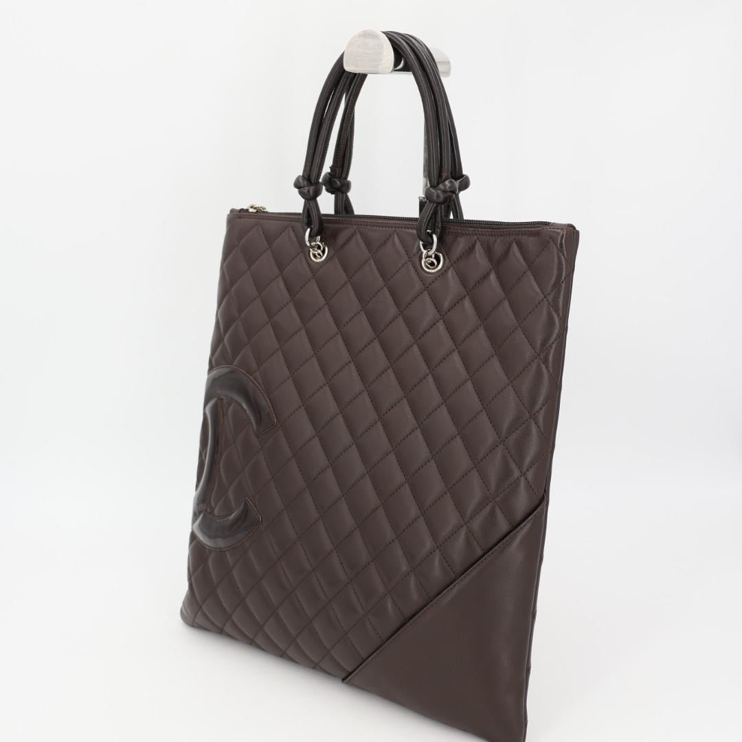 シャネル CHANEL カンボンライン フラット トートバッグ ココマーク レザー ダークブラウン