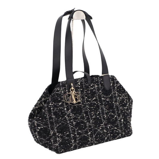 クリスチャンディオール Christian Dior ハンドバッグ カナージュ トゥジュール Toujours ミディアム ツイード M2821OTKV 2way 黒