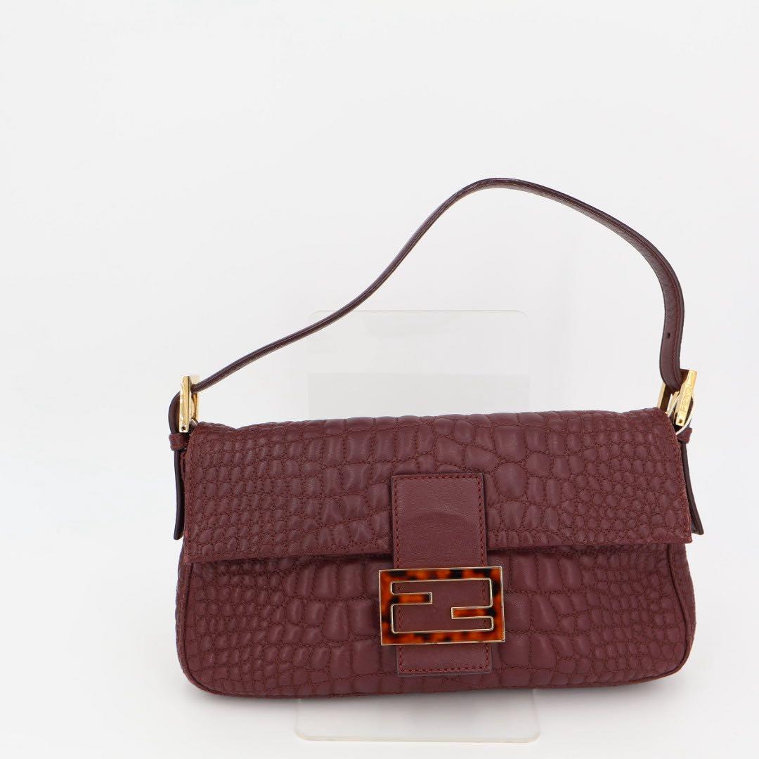 フェンディ Fendi マンマバケット レザー ショルダーバッグ ボルドー