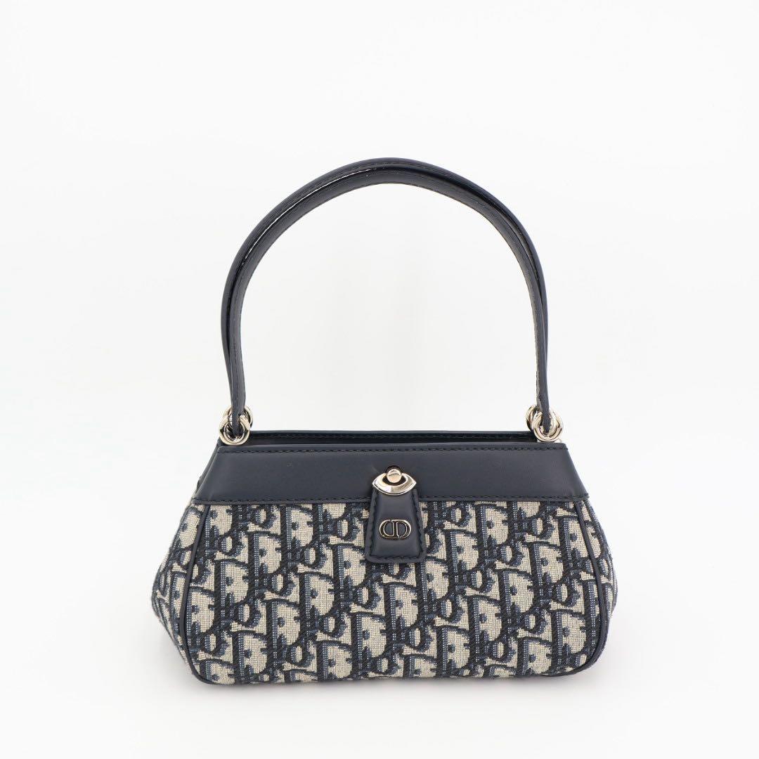 クリスチャンディオール Christian Dior オブリーク ディオール キー キャンバス×レザー ハンドバッグ 美品