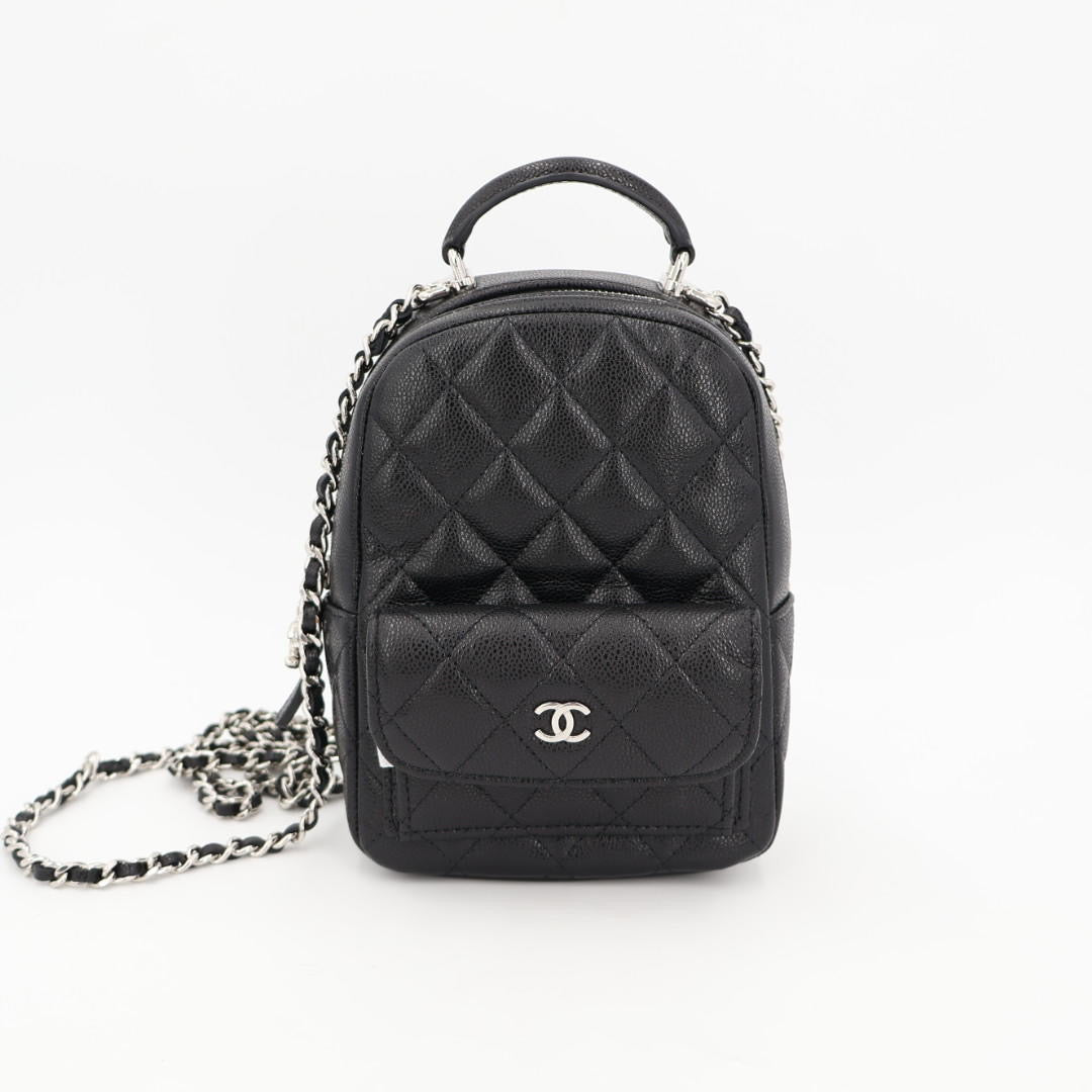 シャネル CHANEL チェーンミニバックパック リュックサック バックパック バッグ キャビアスキン(グレインドカーフ) レディース ブラック系 美品