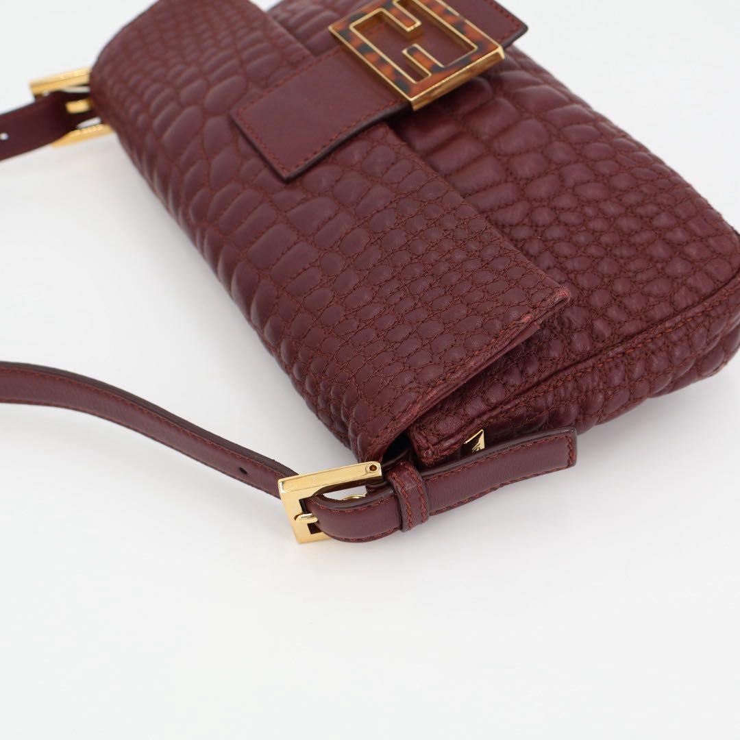 フェンディ Fendi マンマバケット レザー ショルダーバッグ ボルドー
