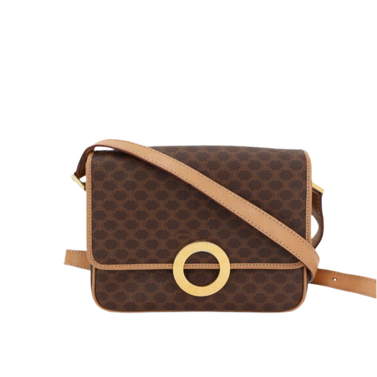 セリーヌ CELINE サークルロゴ マカダム PVC×レザー ショルダーバッグ
