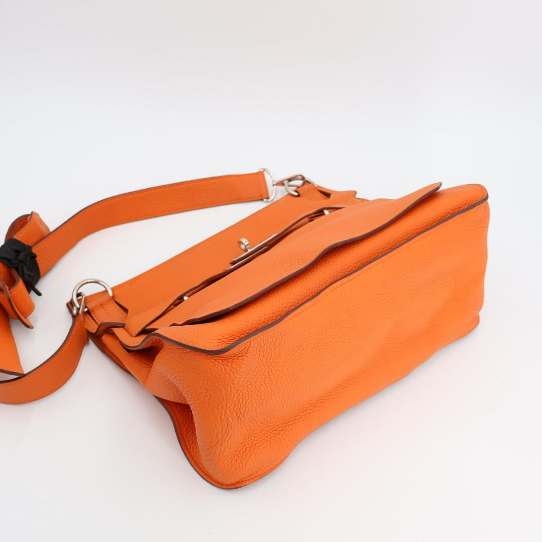 HERMES エルメス ジプシエール34 オレンジ シルバー金具 □R刻印(2014年頃)