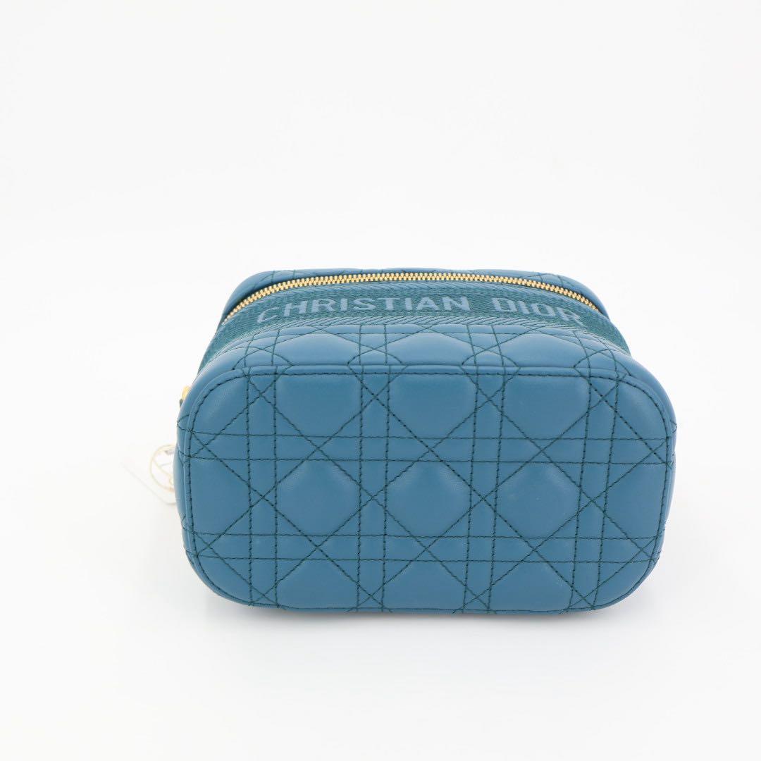 クリスチャンディオール Christian Dior トラベル カナージュステッチ レザー スモール ヴァニティ ショルダーバッグ 美品