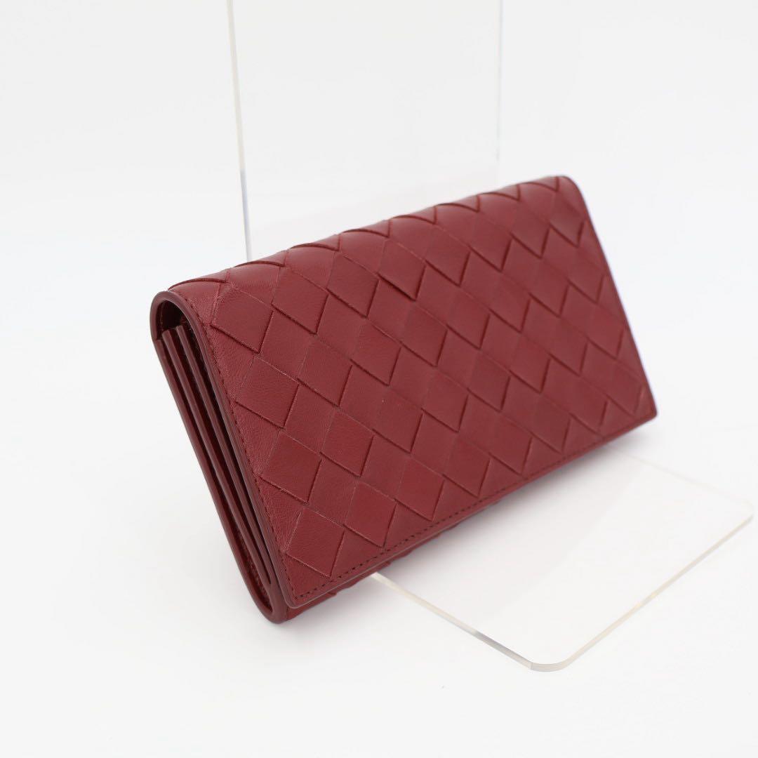 ボッテガヴェネタ BOTTEGAVENETA 長財布 イントレチャート ボルドー レザー レディース