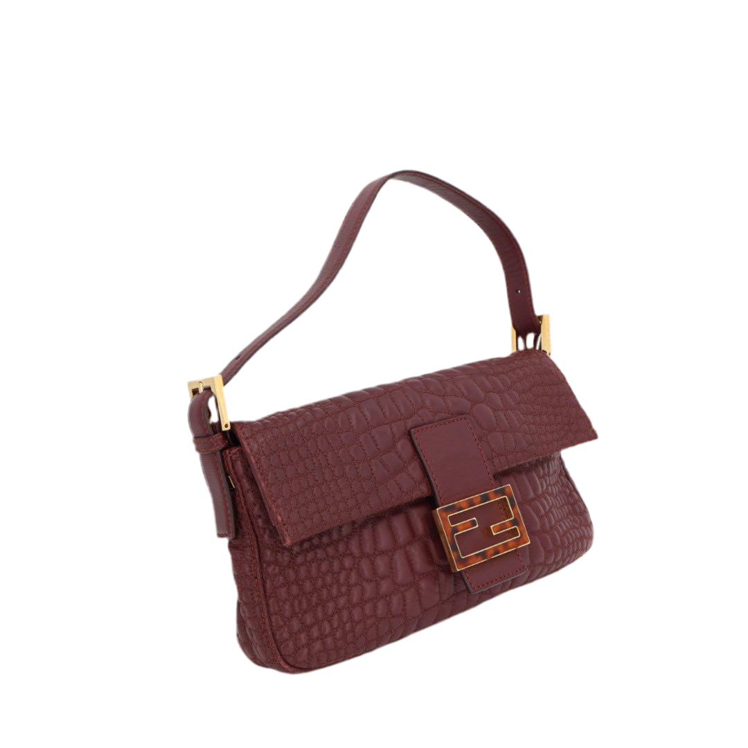 フェンディ Fendi マンマバケット レザー ショルダーバッグ ボルドー