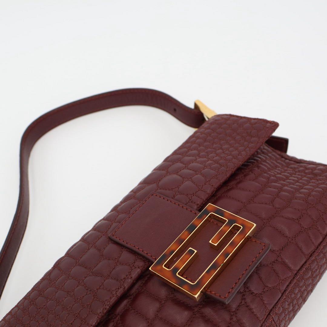 フェンディ Fendi マンマバケット レザー ショルダーバッグ ボルドー