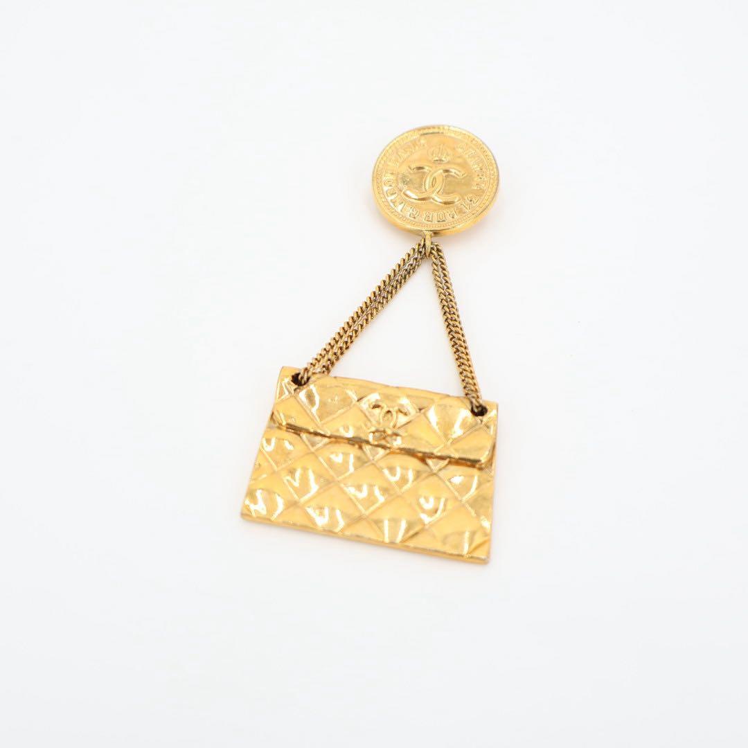 シャネル CHANEL ブローチ マトラッセ ココマーク バッグモチーフ アクセサリー ゴールド ヴィンテージ