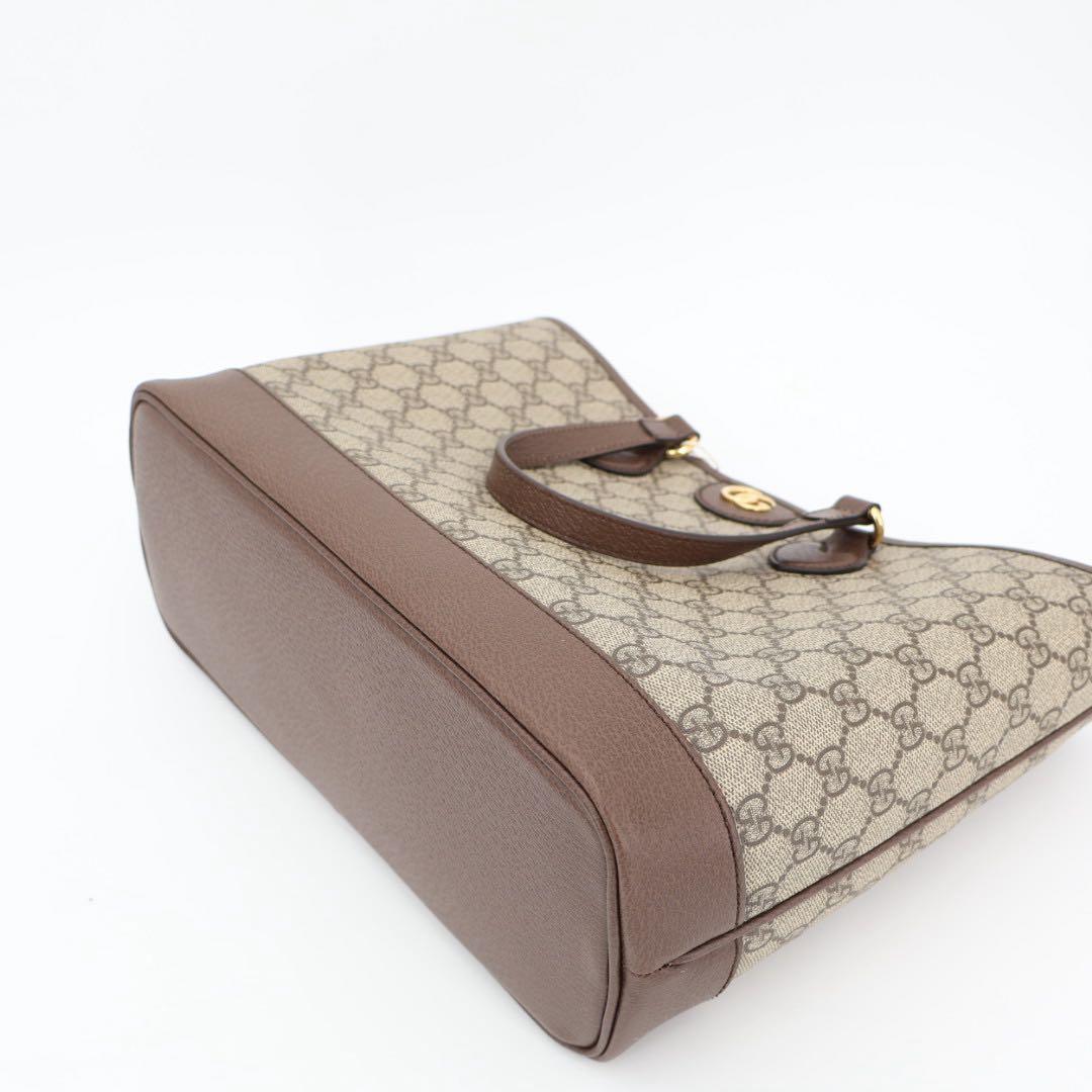 グッチ GUCCI GGスプリーム トートバッグ ショルダーバッグ 765043 ベージュ ブラウン PVC レザー レディース