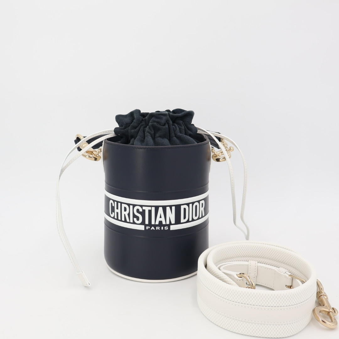 クリスチャンディオール Christian Dior ヴァイブ マイクロバケットバッグ カーフスキン ネイビー 美品