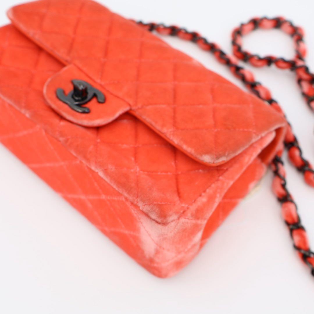 シャネル CHANEL チェーンショルダーバッグ ミニマトラッセ ピンク ベロア ブラック金具 レディース