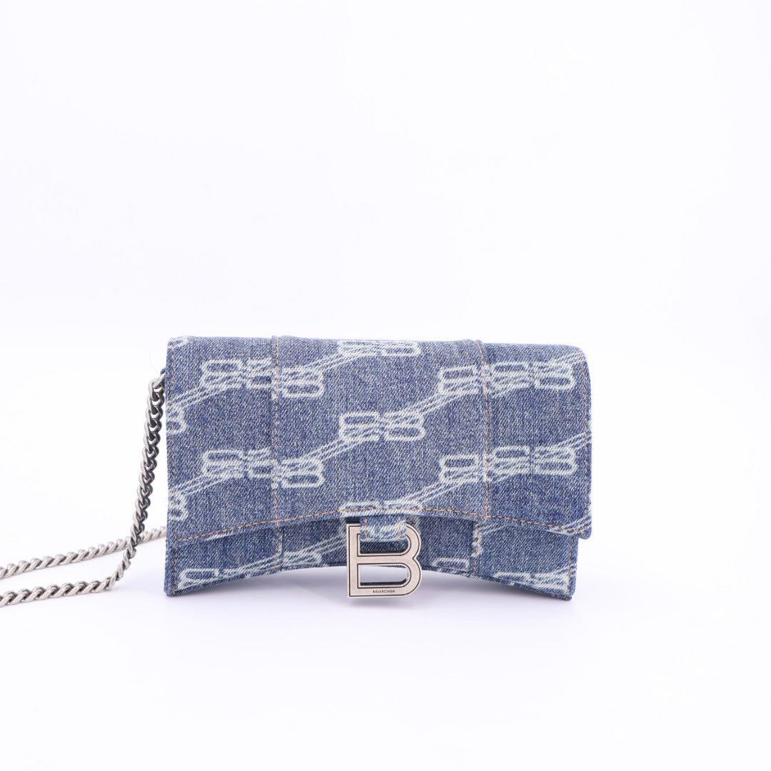 バレンシアガ BALENCIAGA デニムチェーンウォレット 656050 インディゴ 美品