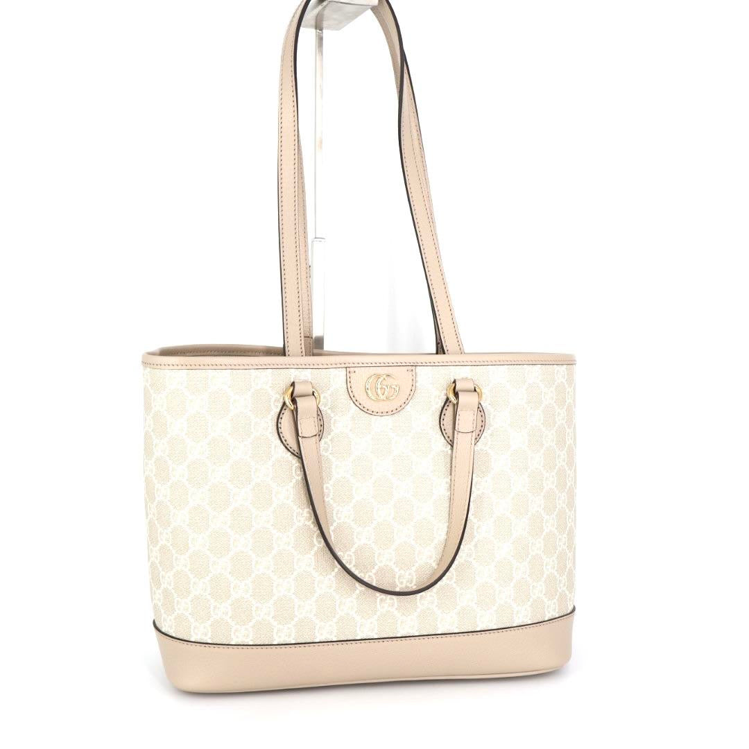 グッチ GUCCI バッグ レディース トートバッグ ショルダーバッグ スモールトートバッグ オフィディア GGスプリーム ホワイト ベージュ