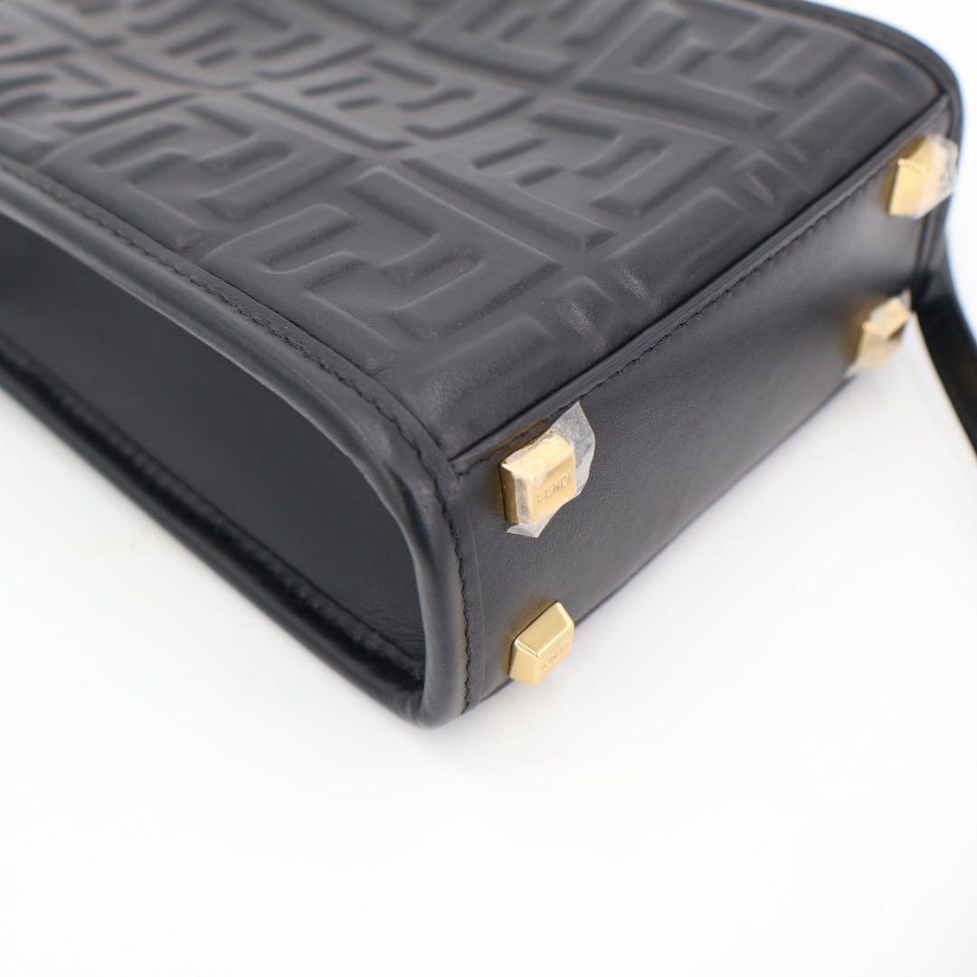 フェンディ Fendi ズッカ サンシャイン ショッパースモール レザー 2WAYハンドバッグ ブラック