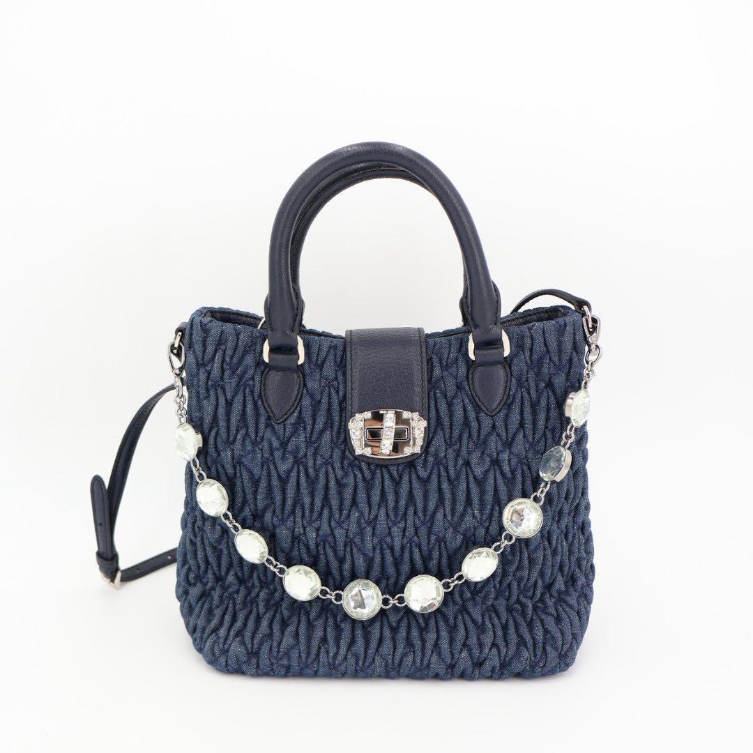 ミュウミュウ MIU MIU マテラッセ デニム クリスタル 3WAYハンドバッグ 5BE001 レディース 3WAYバッグ