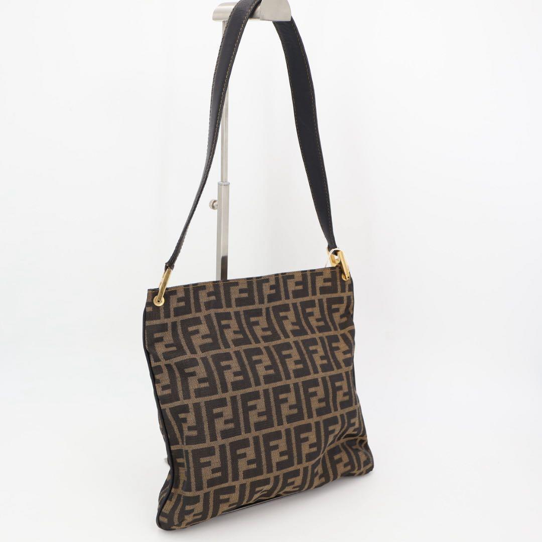 フェンディ FENDI トートバッグ ワンショルダー 2WAY 肩掛け 手提げ ズッカ柄 キャンバス×レザー 茶