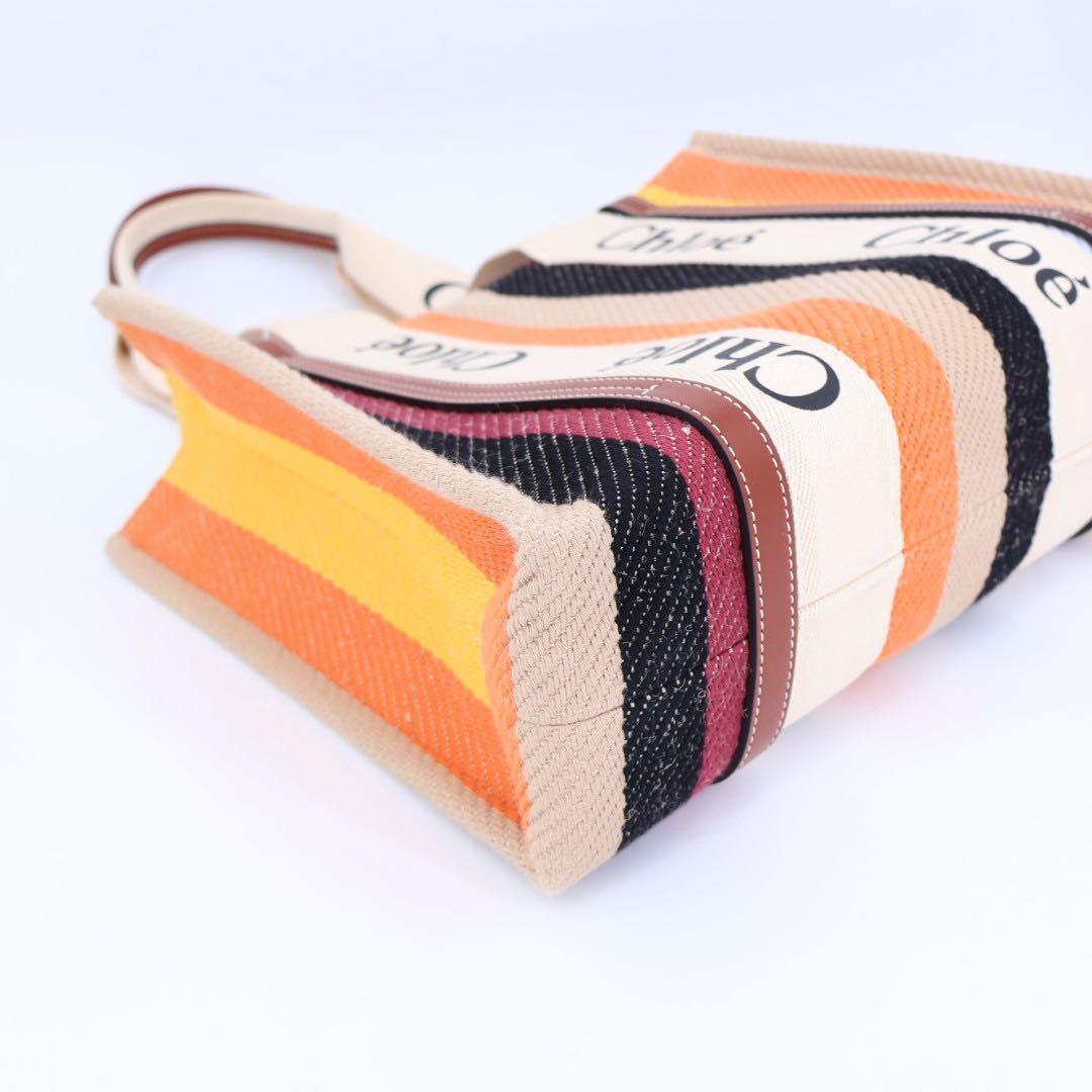 クロエ Chloe レディース WOODY ウッディ ミディアム ストライプ トートバッグ
