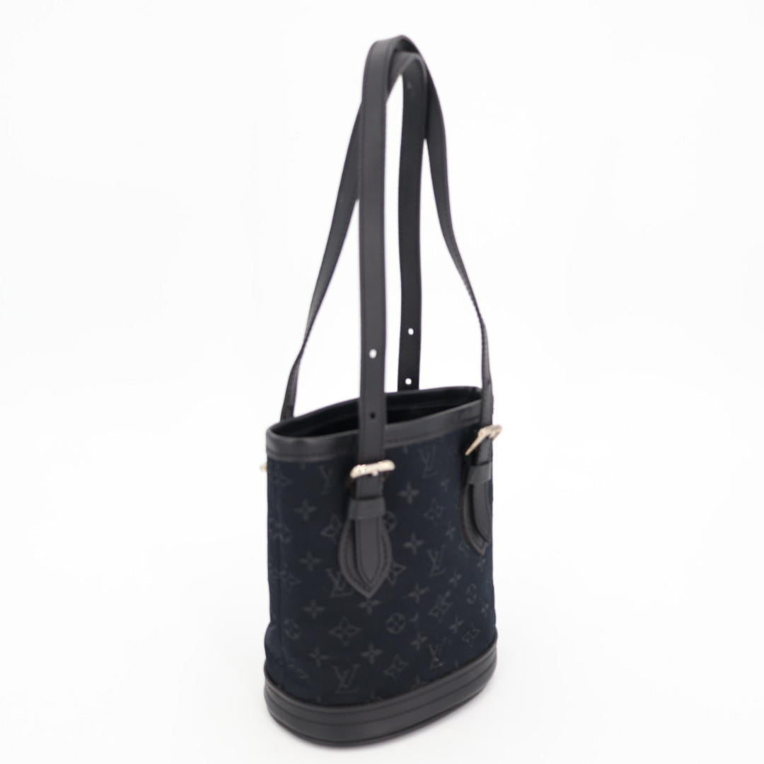 ルイ ヴィトン LOUIS VUITTON モノグラム サテン リトル バケット ハンド バッグ ノワール M92144 ブラック