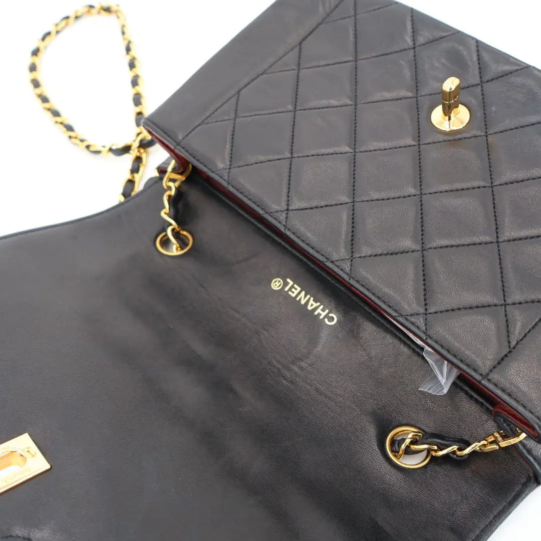 シャネル CHANEL マトラッセ シングルフラップ チェーン ショルダーバッグ ココマーク レザー ブラック レディース