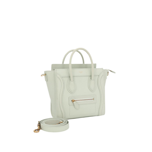 CELINE セリーヌ ラゲージ ナノショッパー 2WAY ライトグリーン ゴールド金具 レディース カーフ ハンドバッグ